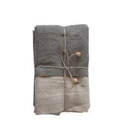 Creative Co-Op Linen Blend Half Apron & Tea Towel w/ Crochet Lace