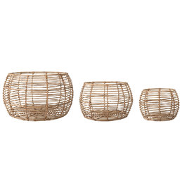 The Plant Shoppe Open Weave Rattan Baskets, Large 22-1/2" Round x 14-1/2"H