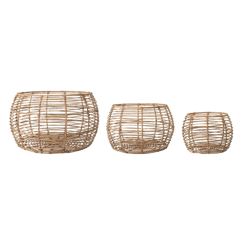 The Plant Shoppe Open Weave Rattan Baskets, Large 22-1/2" Round x 14-1/2"H