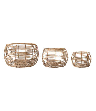 The Plant Shoppe Open Weave Rattan Baskets, Small 14-1/2" Round x 11"H