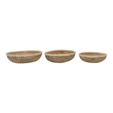 The Plant Shoppe Shallow Hand-Woven Bamboo Baskets, Small 12" Round x 4"H