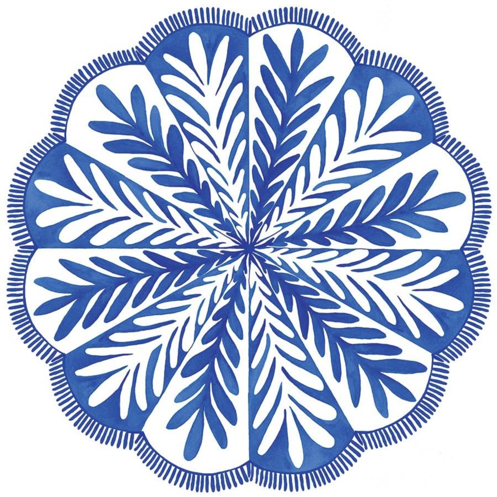 The Plant Shoppe Placemat Pad LG, Blue Pinwheel scalloped