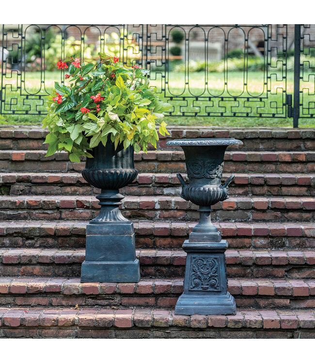 The Plant Shoppe Fluted Urn with Pedestal green, extra large container