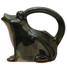 The Plant Shoppe Stoneware Frog Watering Pitcher, Reactive Glaze, Green, White & Brown 32 oz