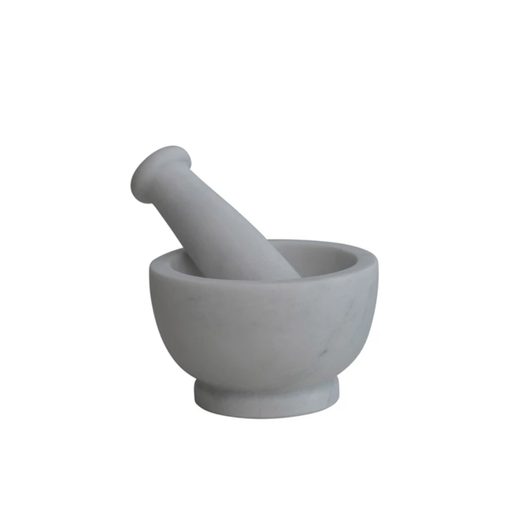 The Plant Shoppe Marble Mortar & Pestle, White