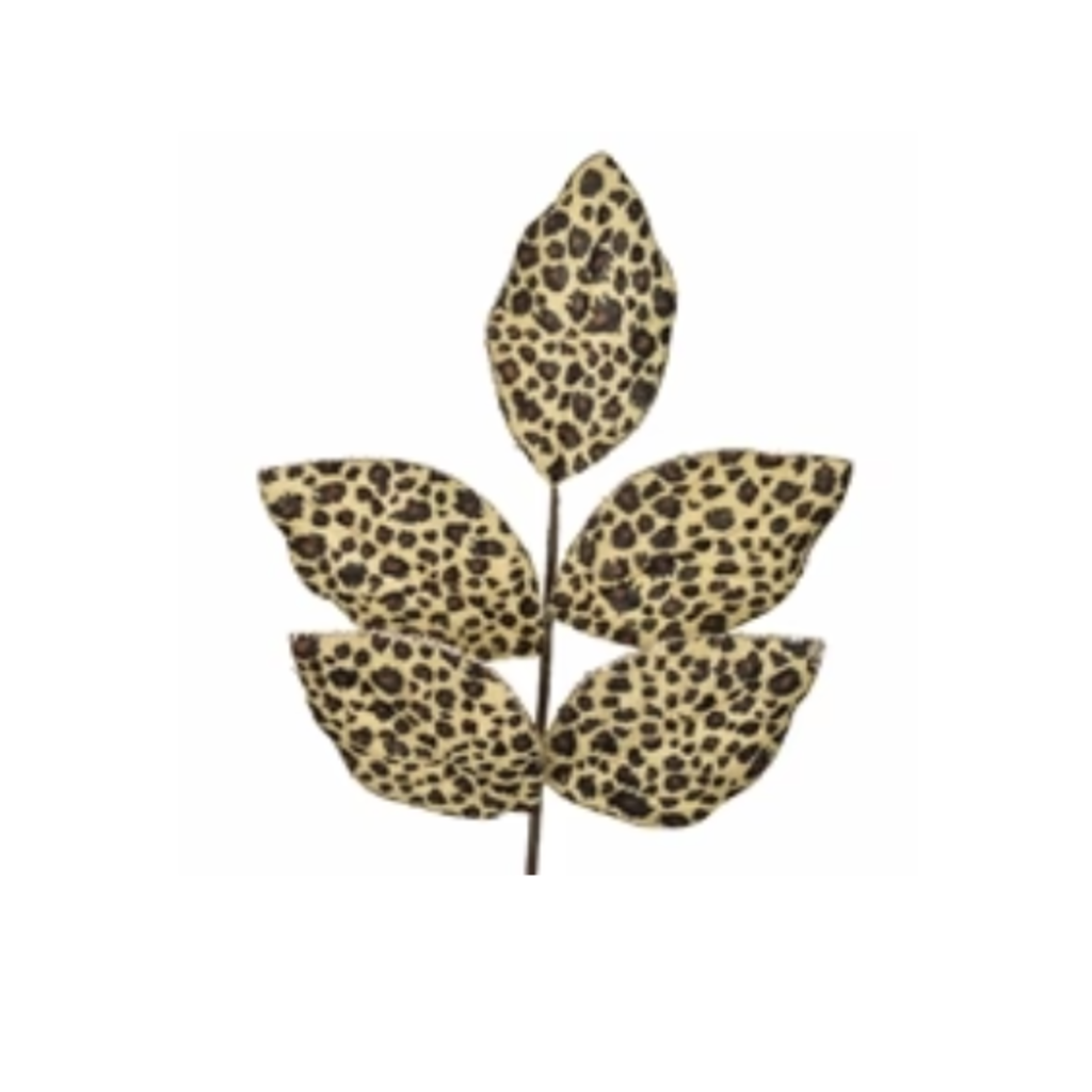Leopard Print Magnolia Leaf Pick 18"