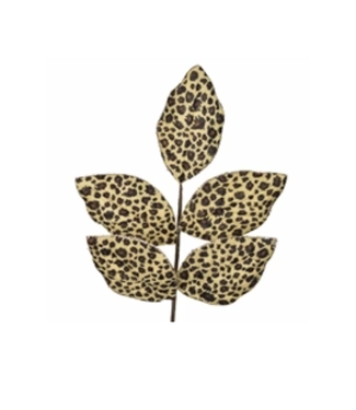 Leopard Print Magnolia Leaf Pick 18"