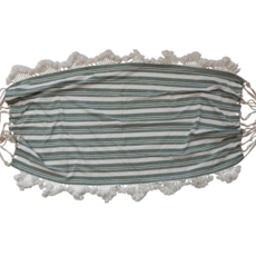 The Plant Shoppe Cotton Hammock w/ Stripes, Tassels & Crochet in Green & White