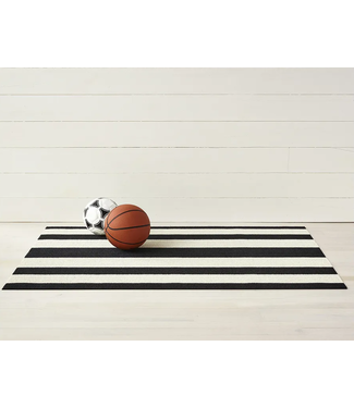 Black & White Bold Stripe Shag Utility Mat 24" x 36"