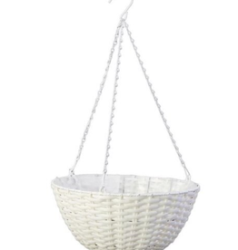 White Resin Hanging Basket (14")