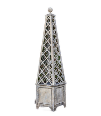 The Plant Shoppe Aged Metal Trellis Planter (18.03" x 18.03" x 79.53")