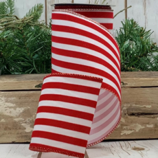 d.stevens Linen Flocked Sparkle Stripe, Red White 4" x 10yds