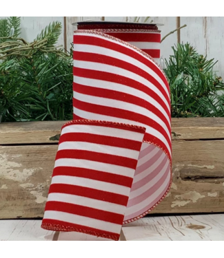 d.stevens Linen Flocked Sparkle Stripe, Red White 4" x 10yds