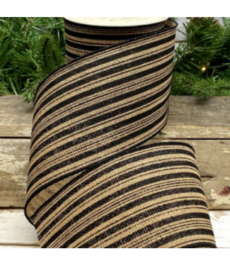 d. Stevens Burlap Farmhouse Stripe, Black Cream 4" x 10yds