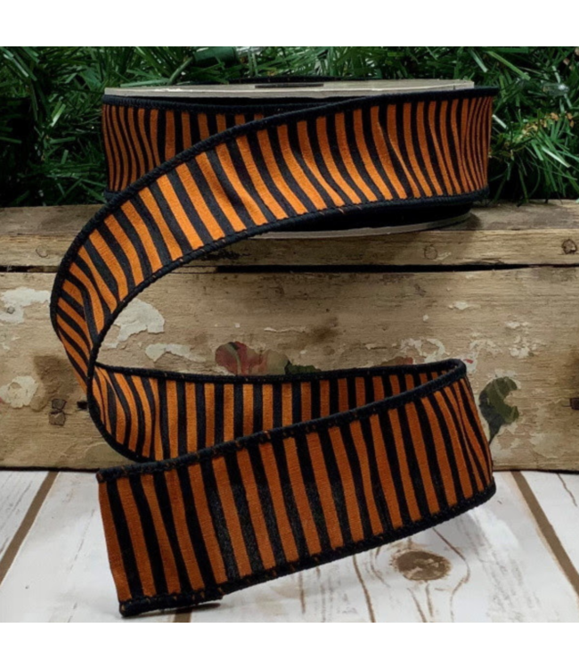 d.stevens Dupion Halloween Witches Stripe, Orange 1.5" x 25yds