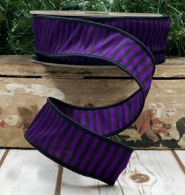 d.stevens Dupion Halloween Witches Stripe, Purple 1.5" x 25yds
