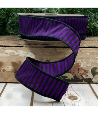 d.stevens Dupion Halloween Witches Stripe, Purple 1.5" x 25yds
