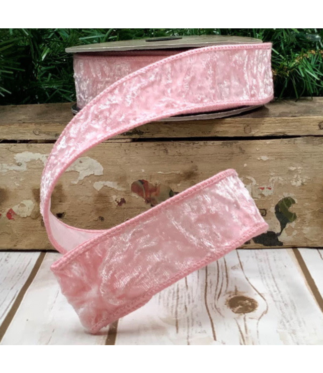 d.stevens Crushed Velvet, Light Pink 1.5" x 10yds