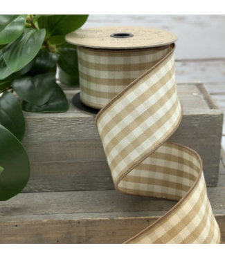d.stevens Canvas Check, Ivory Khaki 2.5" x 10yds