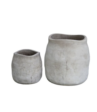 Sac Planter S/2  19"H x 18.5" W Vietnamese Unglazed