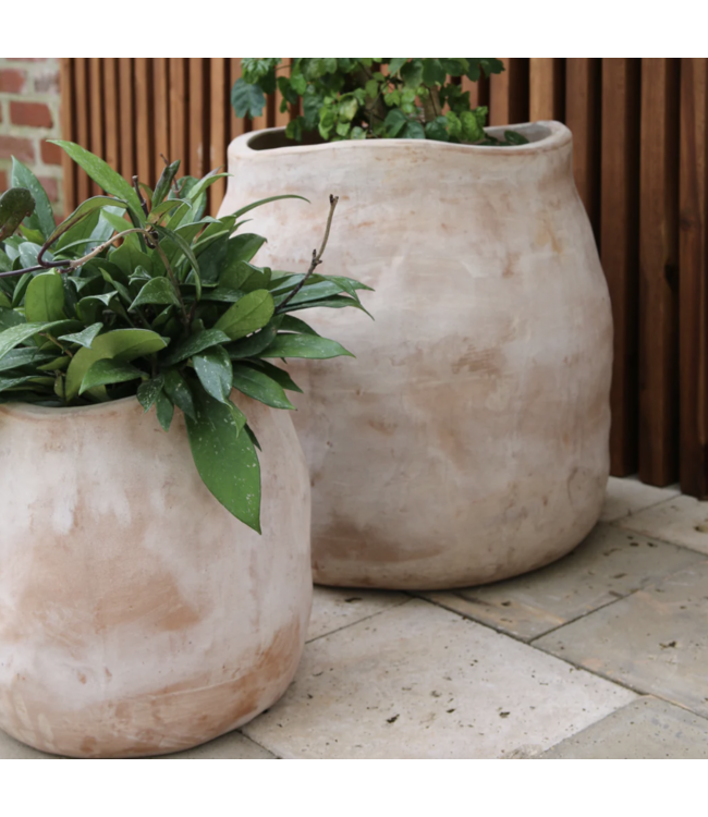 Sac Planter S/2  19"H x 18.5" W Vietnamese Unglazed