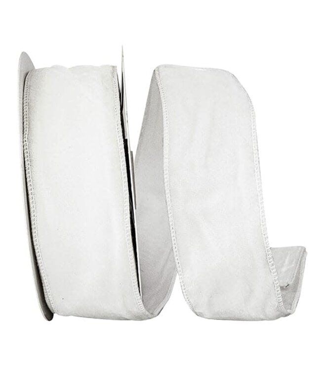 VELVET PLUSH TISSUE BACKED WIRED EDGE WHITE 030 2-1/2" 10 YARDS