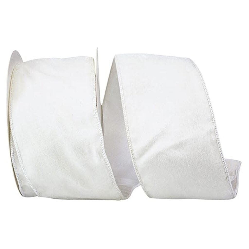 White VELVET PLUSH TISSUE BACKED WIRED EDGE 4"