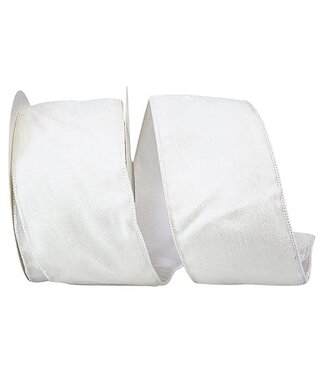 White VELVET PLUSH TISSUE BACKED WIRED EDGE 4"