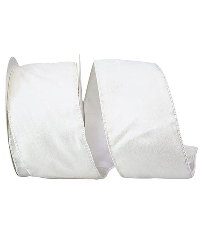 White VELVET PLUSH TISSUE BACKED WIRED EDGE 4"
