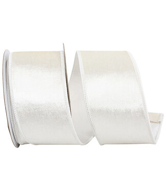 ribbon - white VELVET COLORS PLUSH DELUXE BACKED WIRED EDGE 2-1/2" 5 YARDS