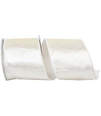 ribbon - white VELVET COLORS PLUSH DELUXE BACKED WIRED EDGE 4" 5 yards
