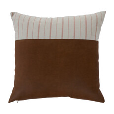 Pillow - French Stripe Terracotta Leather 20x20 Pillow