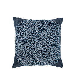 Summer Classics Pillow - Mosaic Chambray 24x24 Mosaic Chambray Front with Rollo Natural White Back and Cozy Indigo Corner Caps