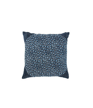 Summer Classics Pillow - Mosaic Chambray 24x24 Mosaic Chambray Front with Rollo Natural White Back and Cozy Indigo Corner Caps