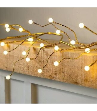 Indoor/Outdoor Gold Metallic Garland with Dual-Function Lights