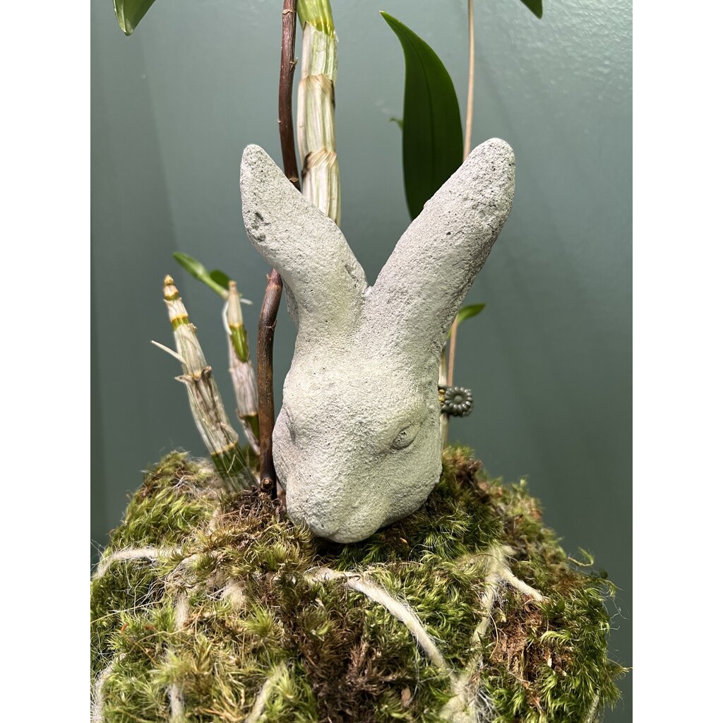 Concrete Garden Bunny head on metal stick