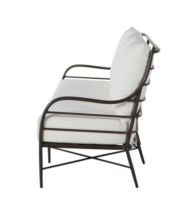 Summer Classics Carmel Aluminum Sofa - Slate Grey; French Stripe Forest