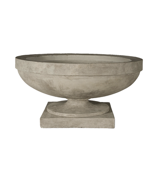 English Village Urn lichen = 33"D x 17"H (18.25" SQ BASE)