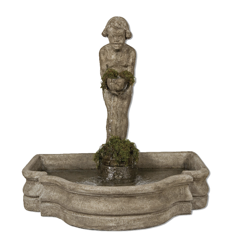 BOY with CUP Fountain (BASIN) lichen + pumpwell, 1 pc wall basin