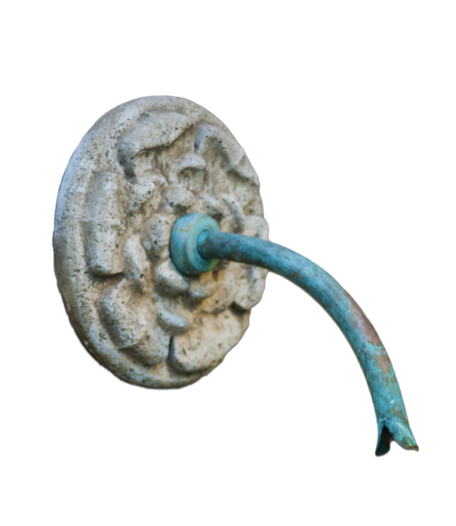 Large Florette Fountainhead -lichen MEDALLION + COPPER PIPE