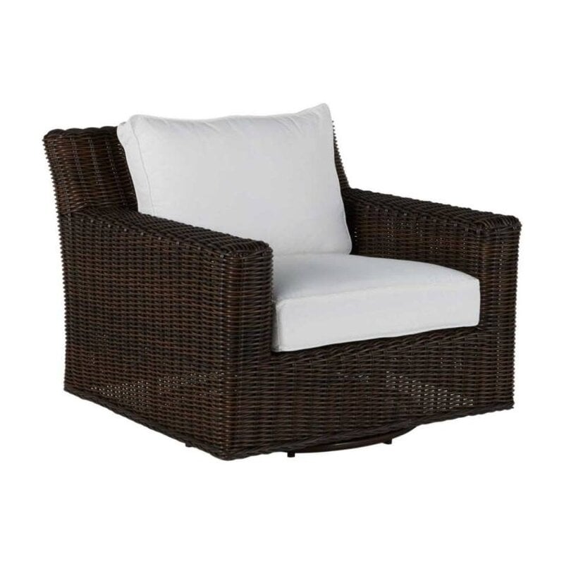 Summer Classics Rustic Woven Swivel Lounge (Frame in Black Walnut) cushion in linen dove