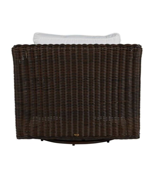 Summer Classics Rustic Woven Swivel Lounge (Frame in Black Walnut) cushion in linen dove