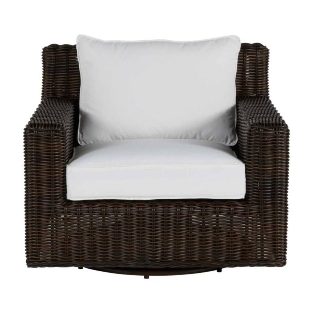 Summer Classics Rustic Woven Swivel Lounge (Frame in Black Walnut) cushion in linen dove