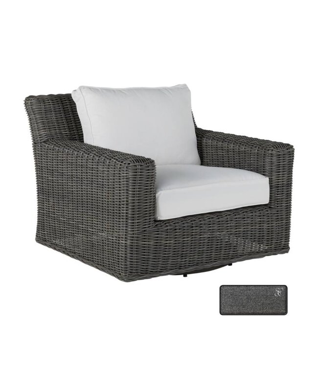 Summer Classics Rustic Woven Swivel Lounge (Frame in Black Walnut) cushion in linen dove