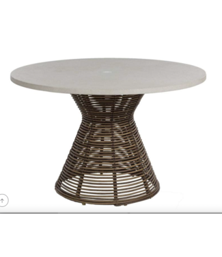 Summer Classics HARRIS ROUND DINING TABLE TRAVERTINE SUPERSTONE TOP (W/ Umbrella hole)