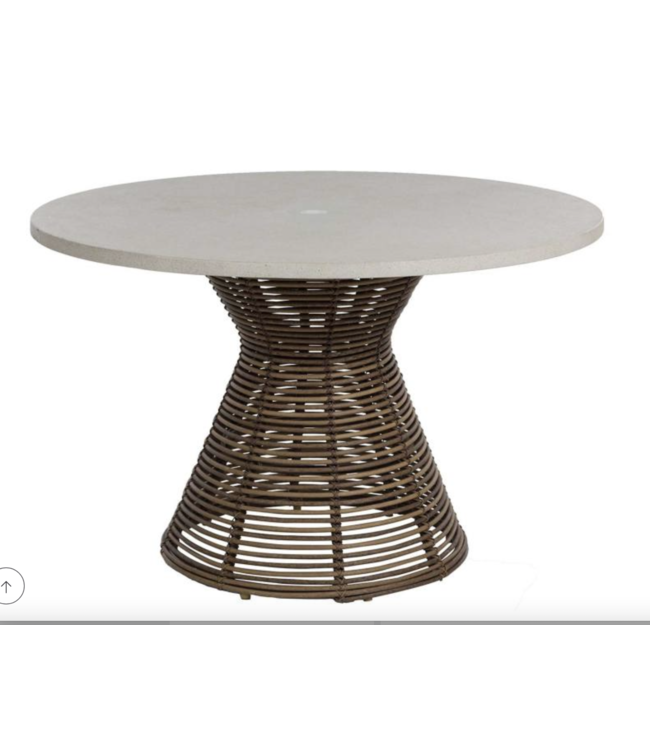 Summer Classics HARRIS ROUND DINING TABLE TRAVERTINE SUPERSTONE TOP (W/ Umbrella hole)