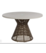 Summer Classics HARRIS ROUND DINING TABLE TRAVERTINE SUPERSTONE TOP (W/ Umbrella hole)