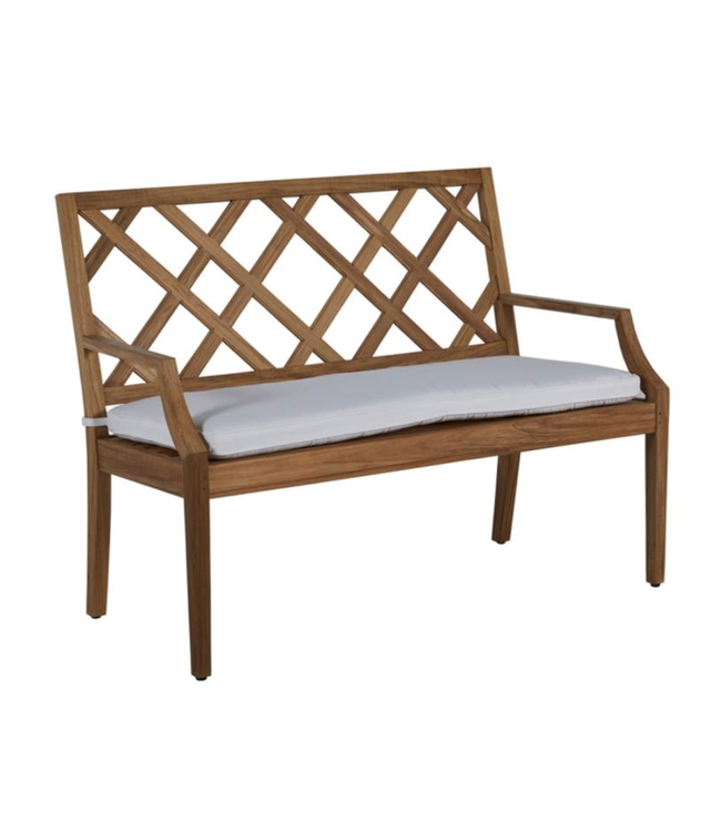 Summer Classics HALEY TEAK 48" BENCH with CABANA STRIPE FOREST cushion