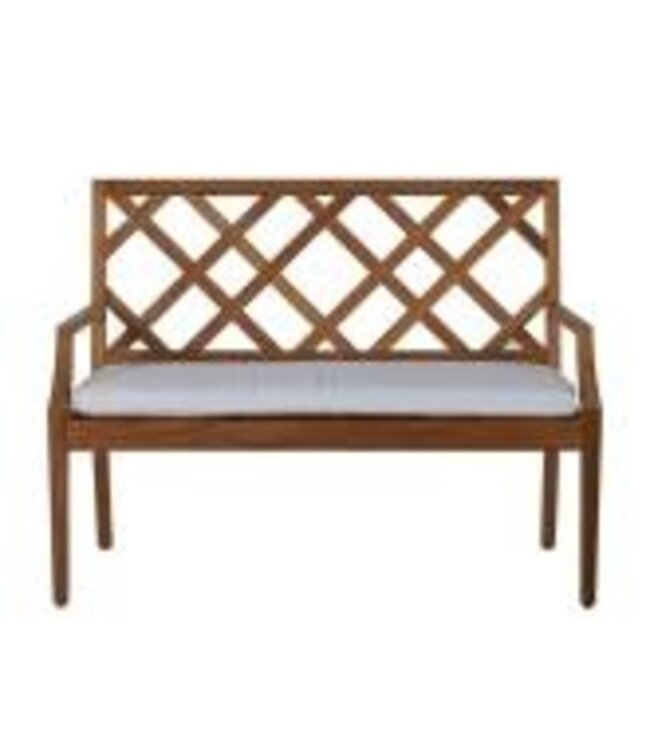 Summer Classics HALEY TEAK 48" BENCH with CABANA STRIPE FOREST cushion