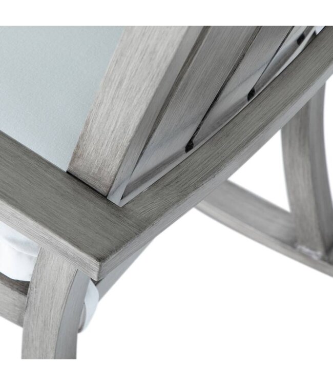 Summer Classics CLUB ALUMINUM SLATTED ROCKER MAHOGANY with CROQUET ROCKER CUSHION  in LINEN DOVE